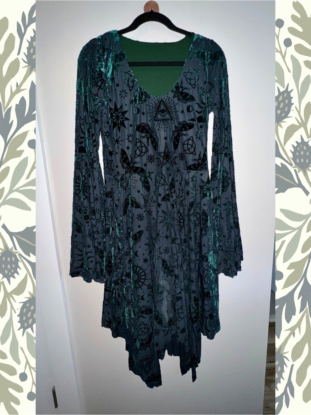 BNWT BlackMilk Pine Spell Burned Velvet Spectre Handkerchief Dress - Large